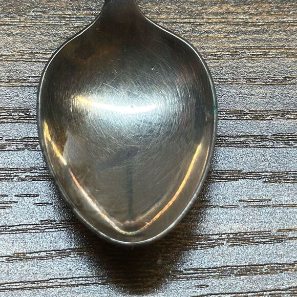 Sugar SPOON Silverplate Vintage EXQUISITE EPNS AMBER crystal PINEAPPLE TOP mini - Picture 4 of 8